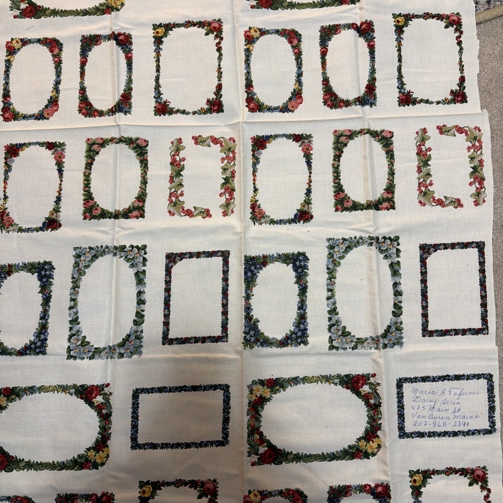 Vtg P&B Textiles 100% Cotton Afternoon Splendor 2004 Beryl Peters Floral Frames